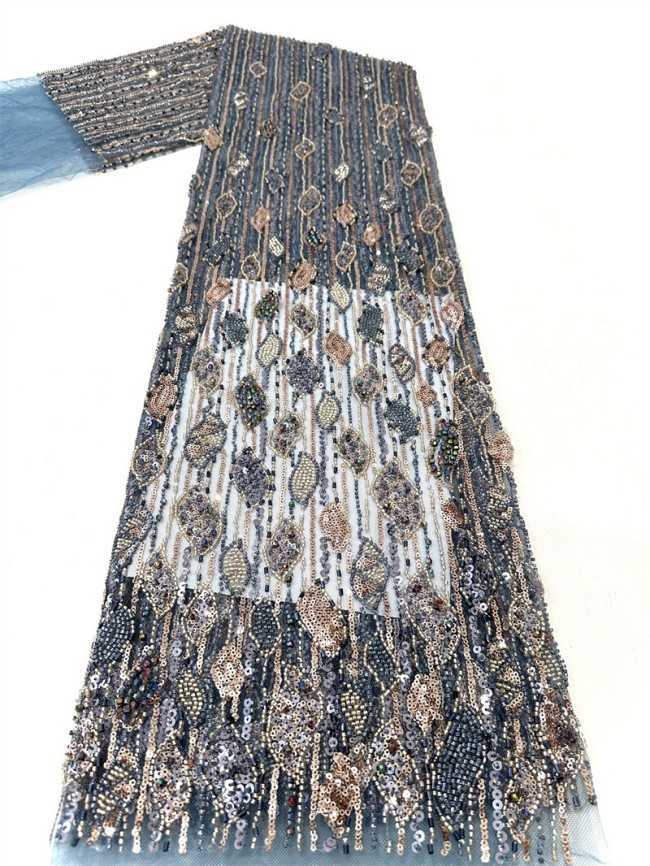 5 Yards Multi-Color Tulle Sequined Beaded Embroidered Lace Material Fabric PFS005