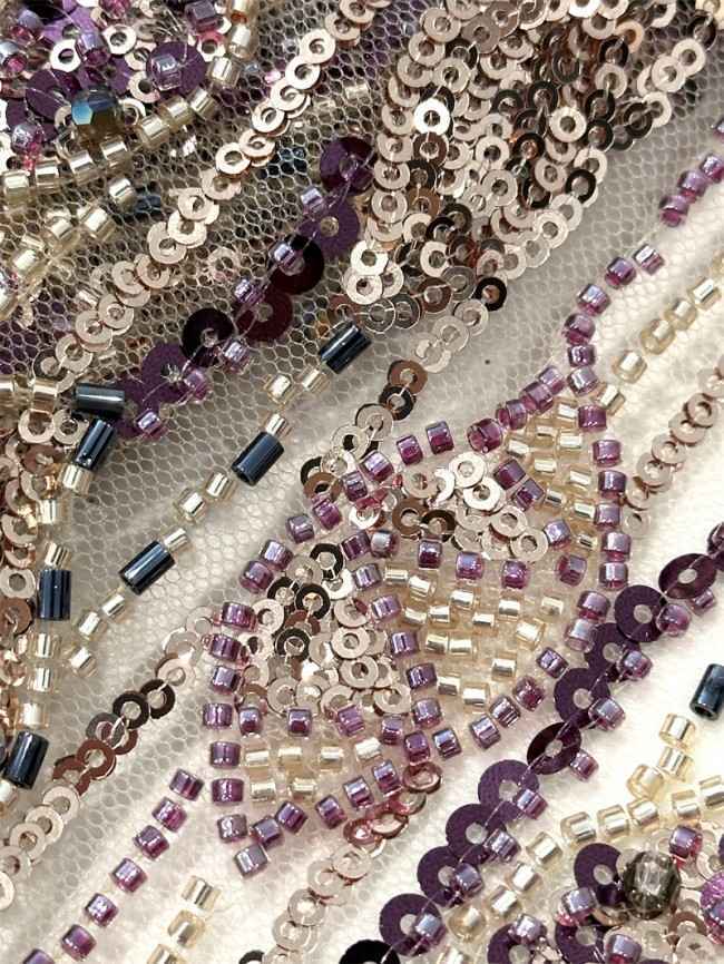 5 Yards Multi-Color Tulle Sequined Beaded Embroidered Lace Material Fabric PFS005