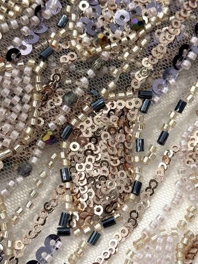 5 Yards Multi-Color Tulle Sequined Beaded Embroidered Lace Material Fabric PFS005