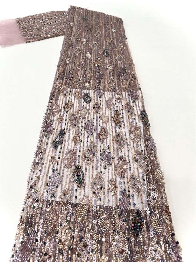 5 Yards Beaded Lace Fabric ITM PFS005