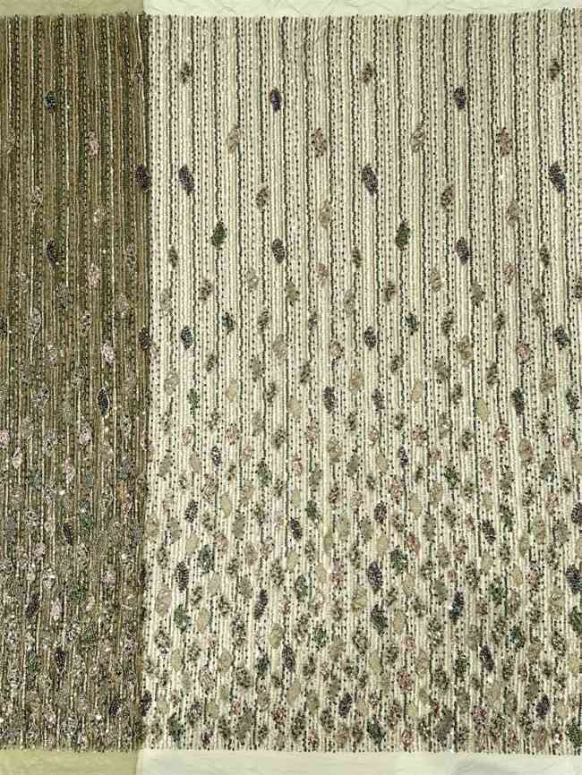 5 Yards Multi-Color Tulle Sequined Beaded Embroidered Lace Material Fabric PFS005