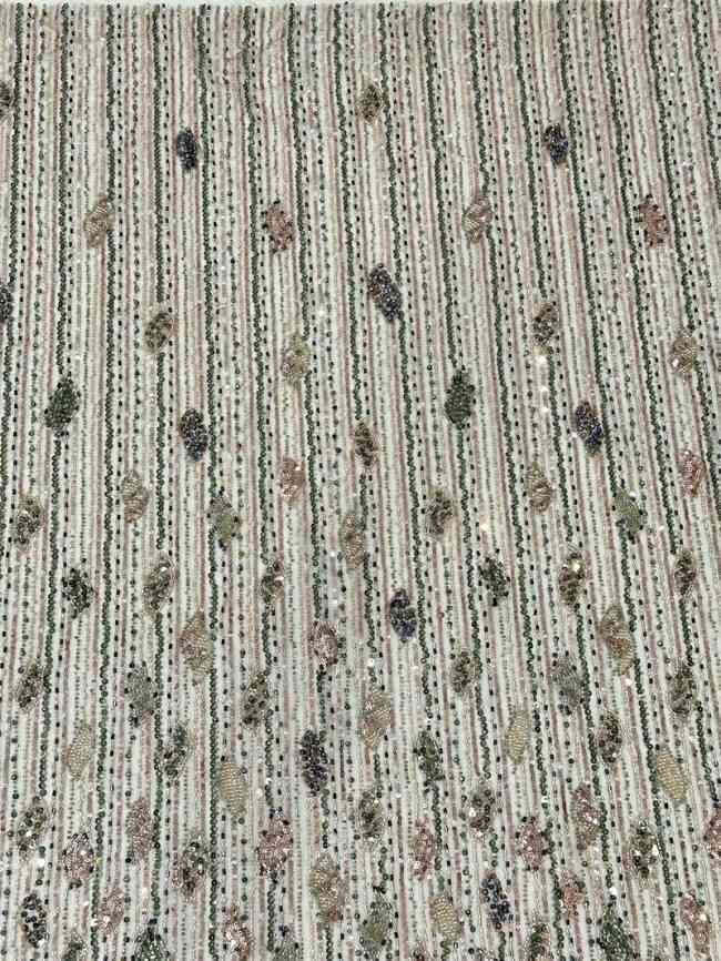5 Yards Multi-Color Tulle Sequined Beaded Embroidered Lace Material Fabric PFS005