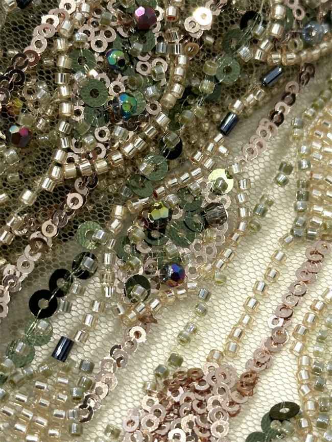 5 Yards Multi-Color Tulle Sequined Beaded Embroidered Lace Material Fabric PFS005