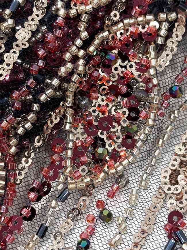 5 Yards Multi-Color Tulle Sequined Beaded Embroidered Lace Material Fabric PFS005