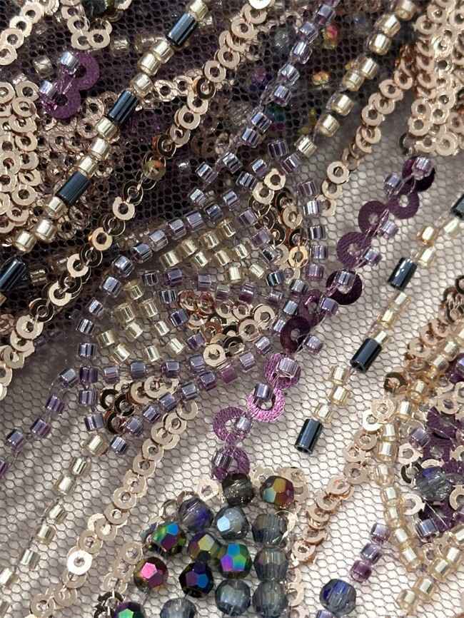 5 Yards Multi-Color Tulle Sequined Beaded Embroidered Lace Material Fabric PFS005