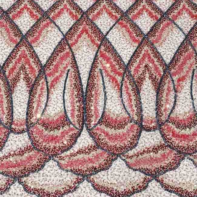 5 Yards Multi-Color Tulle Sequined Beaded Embroidered Lace Material Fabric PFS006