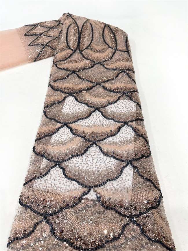 5 Yards Multi-Color Tulle Sequined Beaded Embroidered Lace Material Fabric PFS006