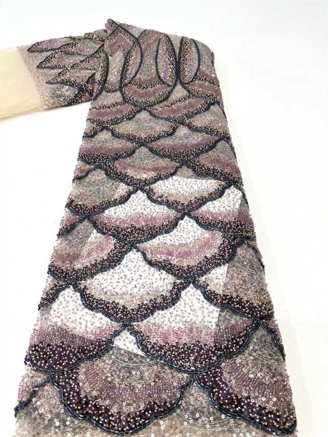 5 Yards Multi-Color Tulle Sequined Beaded Embroidered Lace Material Fabric PFS006