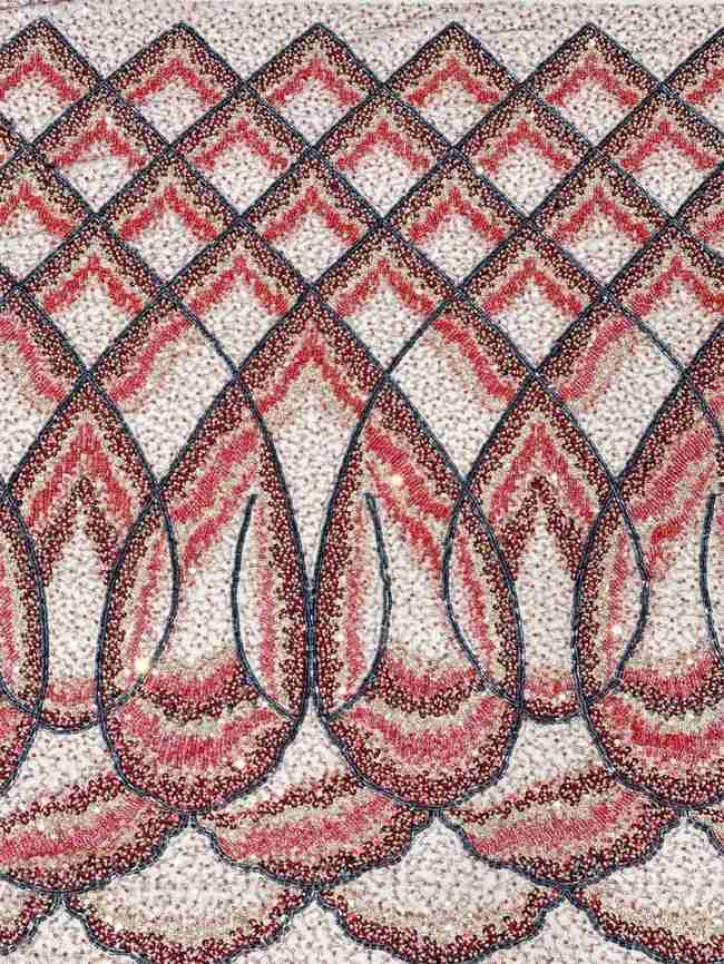 5 Yards Multi-Color Tulle Sequined Beaded Embroidered Lace Material Fabric PFS006