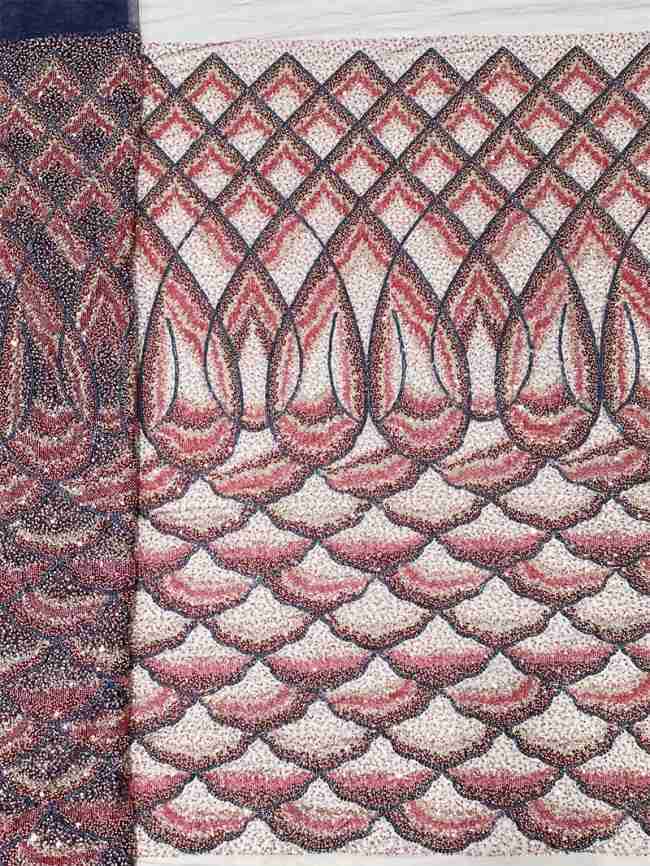 5 Yards Multi-Color Tulle Sequined Beaded Embroidered Lace Material Fabric PFS006