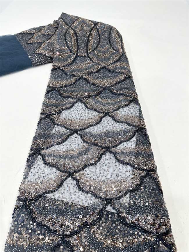 5 Yards Multi-Color Tulle Sequined Beaded Embroidered Lace Material Fabric PFS006