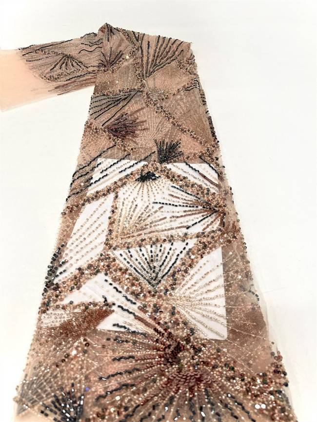 5 Yards Multi-Color Tulle Sequined Beaded Embroidered Lace Material Fabric PFS008