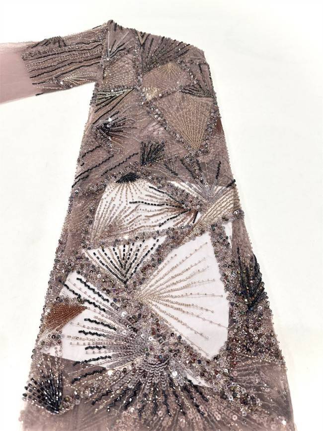 5 Yards Multi-Color Tulle Sequined Beaded Embroidered Lace Material Fabric PFS008