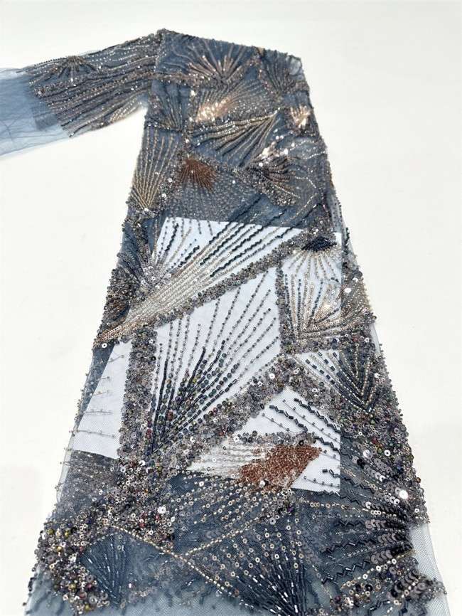 5 Yards Multi-Color Tulle Sequined Beaded Embroidered Lace Material Fabric PFS008