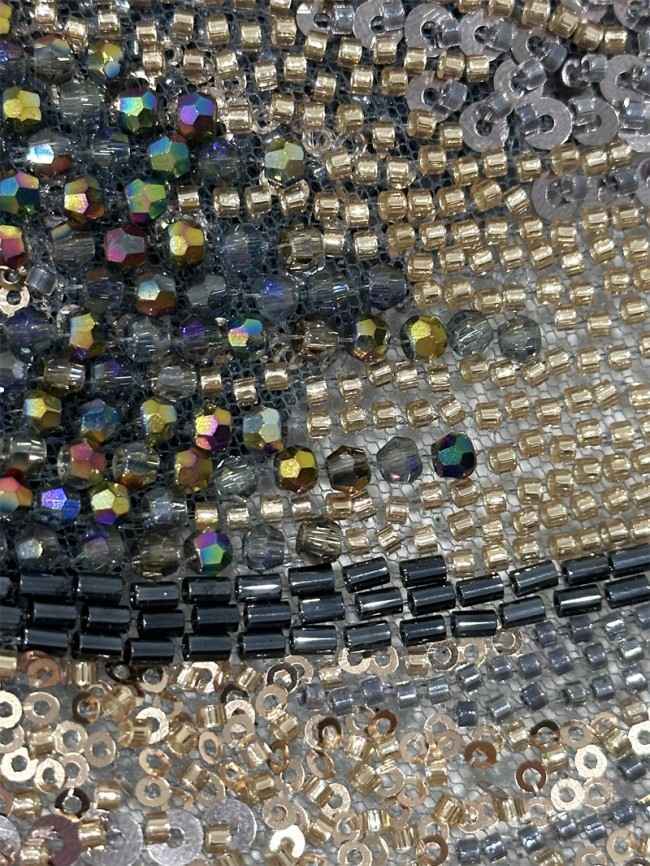 5 Yards Multi-Color Tulle Sequined Beaded Embroidered Lace Material Fabric PFS009