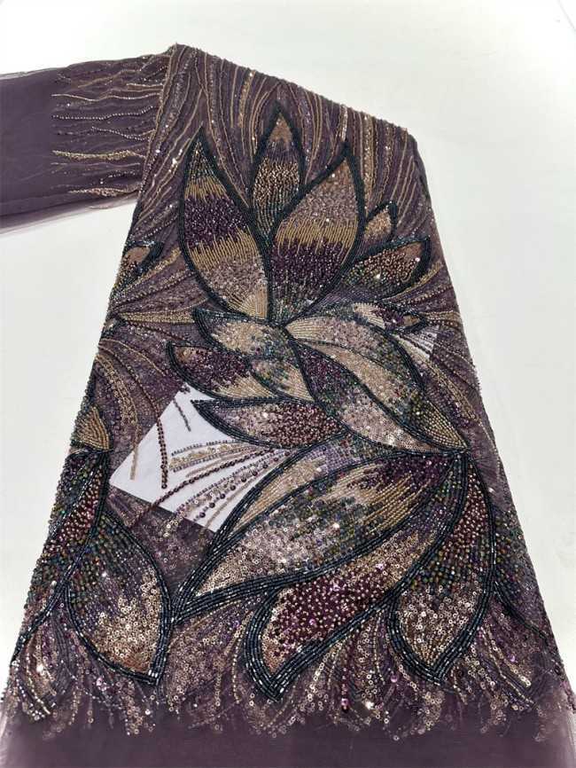 5 Yards Multi-Color Tulle Sequined Beaded Embroidered Lace Material Fabric PFS009