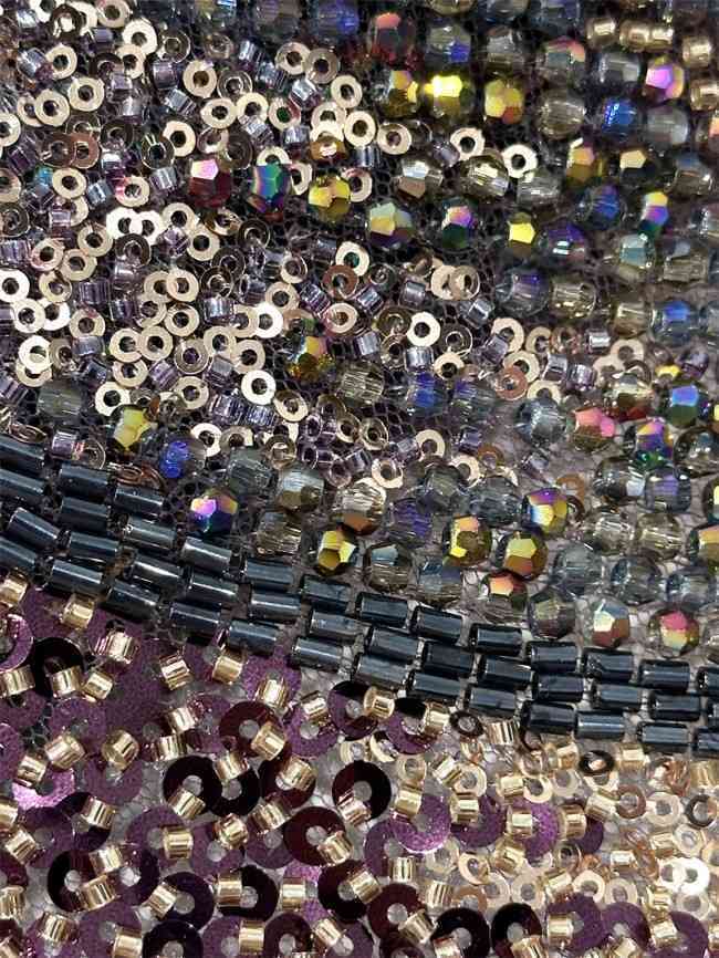 5 Yards Multi-Color Tulle Sequined Beaded Embroidered Lace Material Fabric PFS009