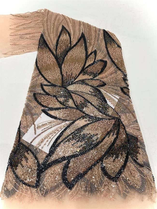 5 Yards Beaded Lace Fabric