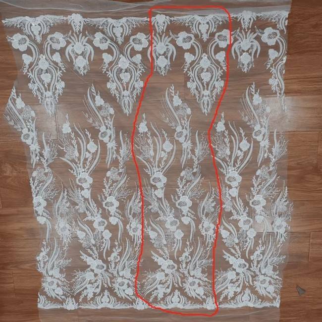 1 Yard White Tulle Beaded Embroidered Bridal Lace Material Fabric RX102