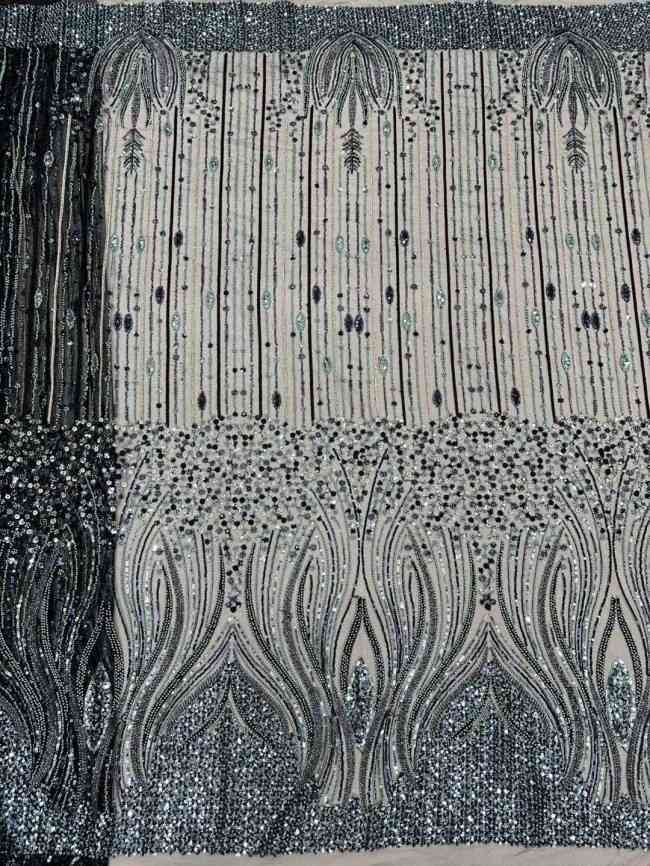 5 Yards Multi-Color Tulle Sequined Beaded Embroidered Lace Material Fabric JJ151