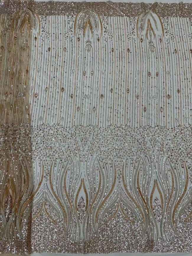 5 Yards Multi-Color Tulle Sequined Beaded Embroidered Lace Material Fabric JJ151