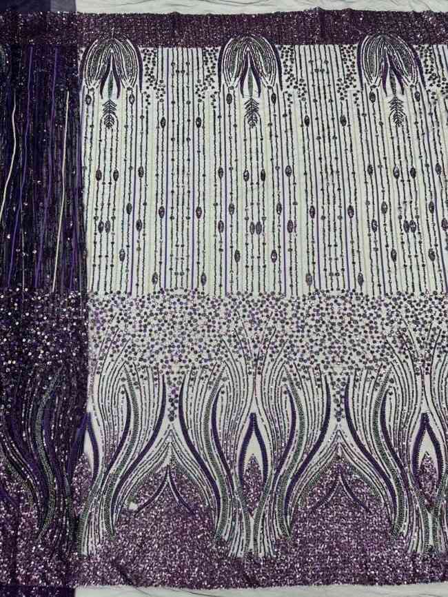 5 Yards Multi-Color Tulle Sequined Beaded Embroidered Lace Material Fabric JJ151