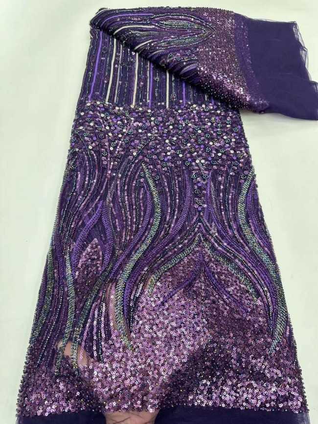 5 Yards Multi-Color Tulle Sequined Beaded Embroidered Lace Material Fabric JJ151