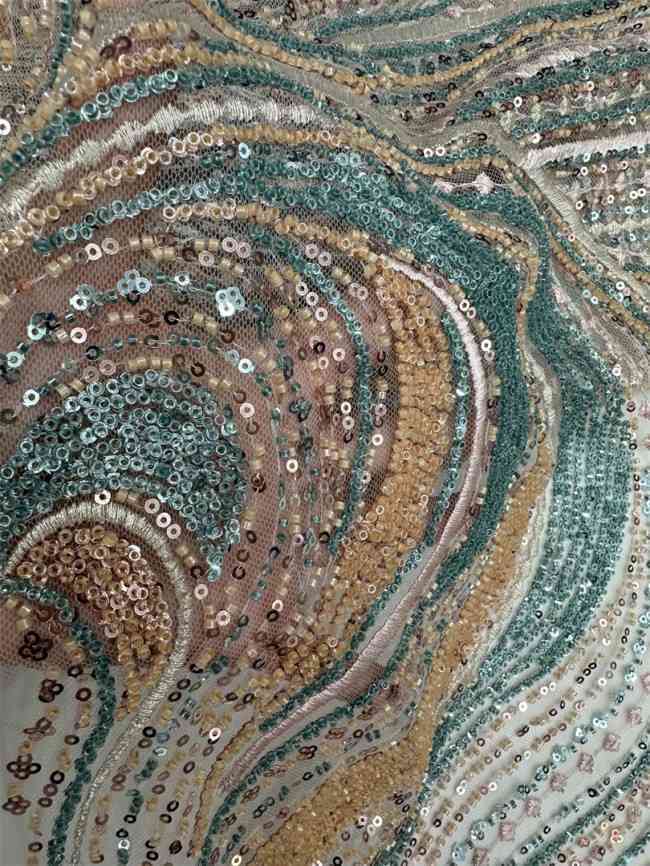 5 Yards Multi-Color Tulle Sequined Beaded Embroidered Lace Material Fabric