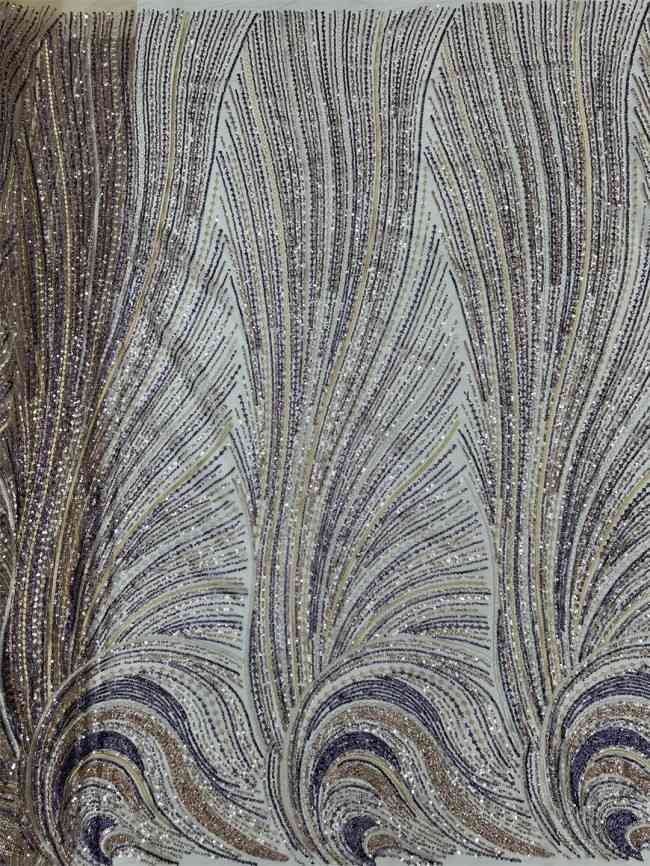 5 Yards Multi-Color Tulle Sequined Beaded Embroidered Lace Material Fabric