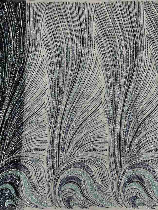 5 Yards Multi-Color Tulle Sequined Beaded Embroidered Lace Material Fabric