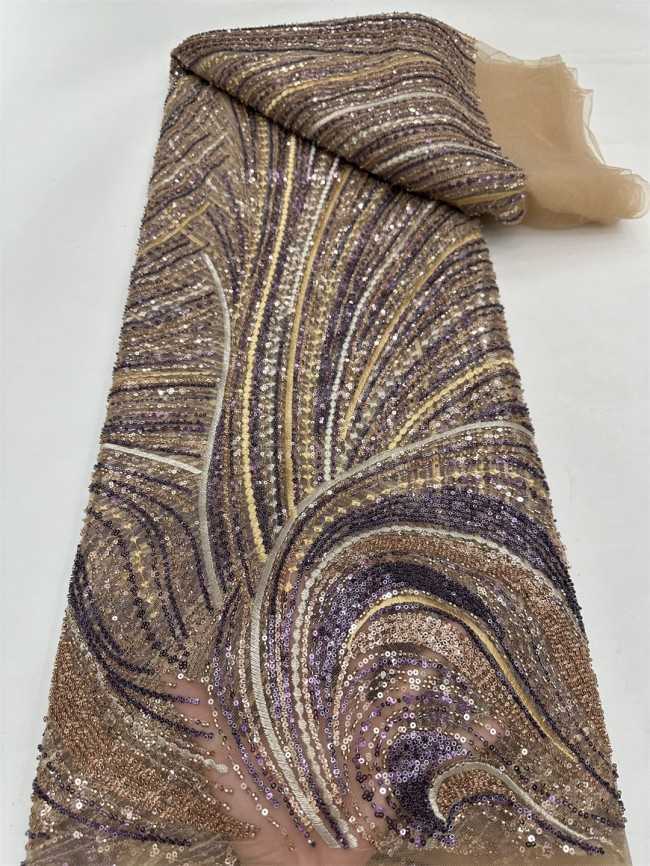 5 Yards Multi-Color Tulle Sequined Beaded Embroidered Lace Material Fabric