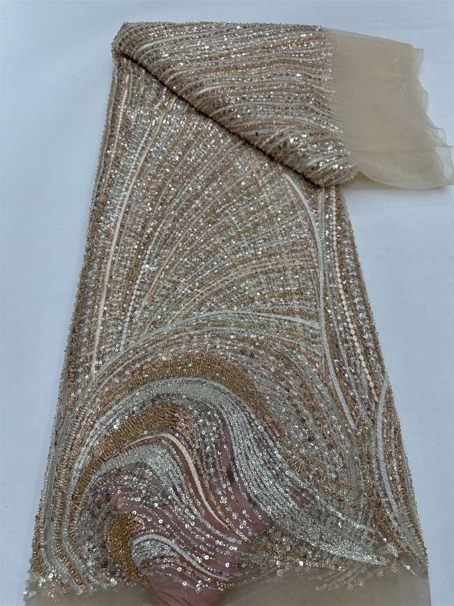 5 Yards Multi-Color Tulle Sequined Beaded Embroidered Lace Material Fabric