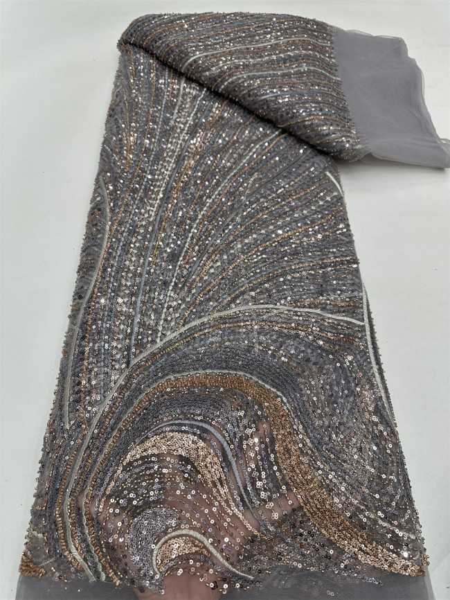 5 Yards Multi-Color Tulle Sequined Beaded Embroidered Lace Material Fabric