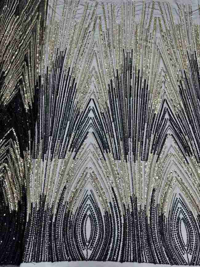 5 Yards Multi-Color Beaded Net Lace Material Fabric