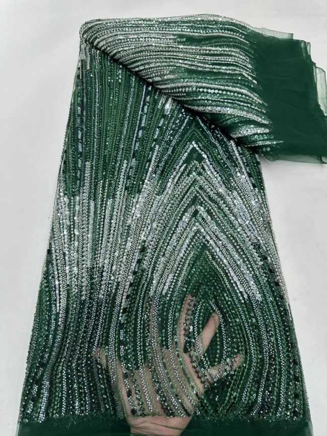 5 Yards Multi-Color Tulle Sequined Beaded Embroidered Lace Material Fabric JJ154