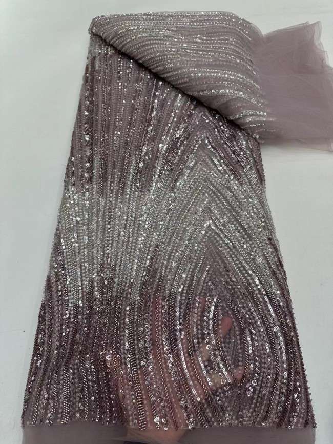 5 Yards Multi-Color Tulle Sequined Beaded Embroidered Lace Material Fabric JJ154