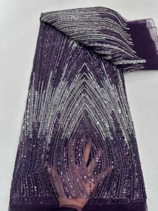 5 Yards Multi-Color Tulle Sequined Beaded Embroidered Lace Material Fabric JJ154