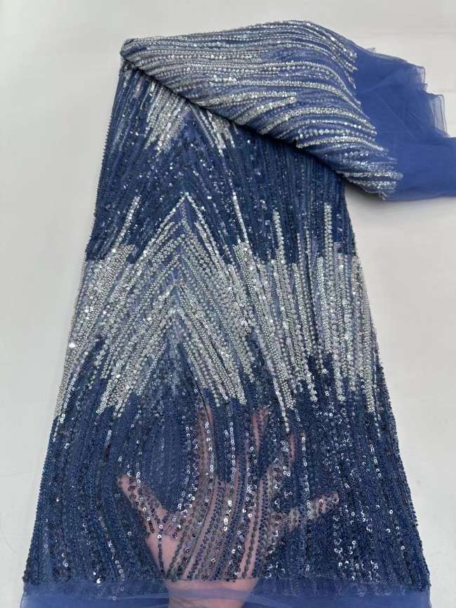 5 Yards Multi-Color Beaded Net Lace Material Fabric