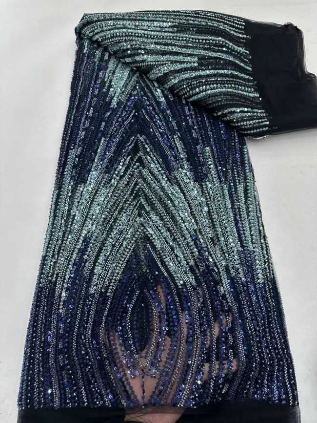 5 Yards Multi-Color Tulle Sequined Beaded Embroidered Lace Material Fabric JJ154