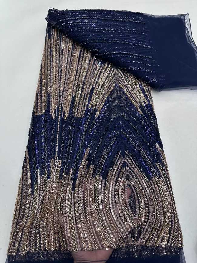 5 Yards Multi-Color Tulle Sequined Beaded Embroidered Lace Material Fabric JJ154