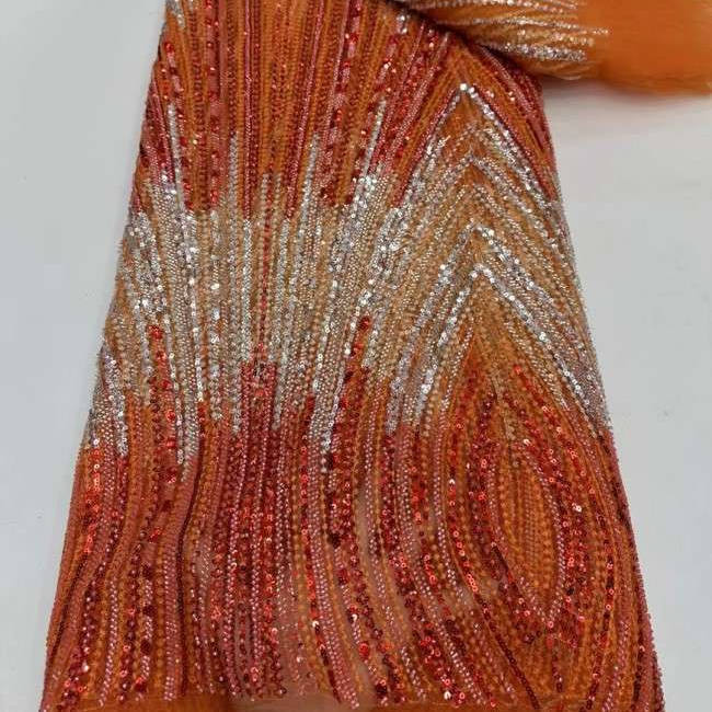 5 Yards Multi-Color Tulle Sequined Beaded Embroidered Lace Material Fabric JJ154