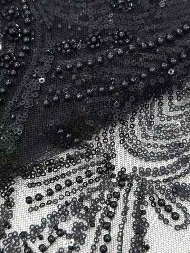 5 Yards Multi-Color Sequined Beaded Embroidered Lace Material Fabric HN033