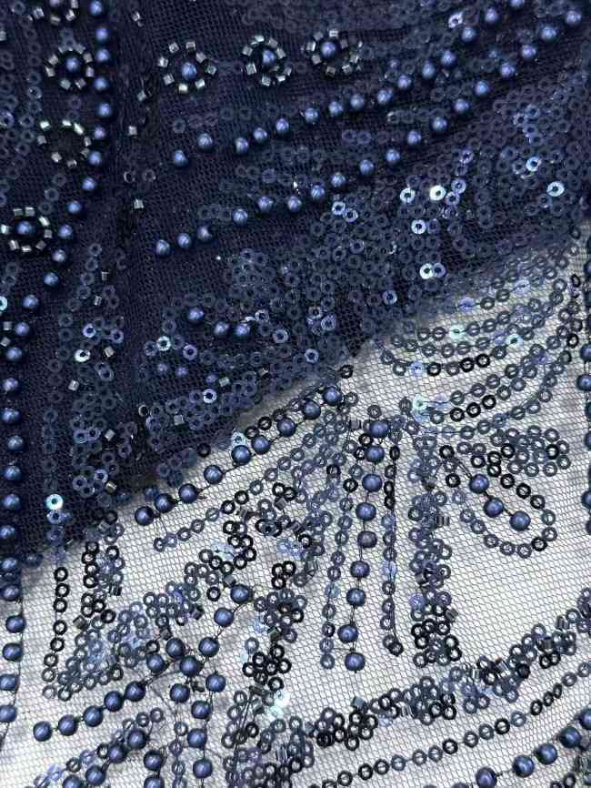 5 Yards Multi-Color Sequined Beaded Embroidered Lace Material Fabric HN033