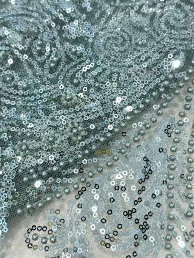 5 Yards Multi-Color Sequined Beaded Embroidered Lace Material Fabric HN033