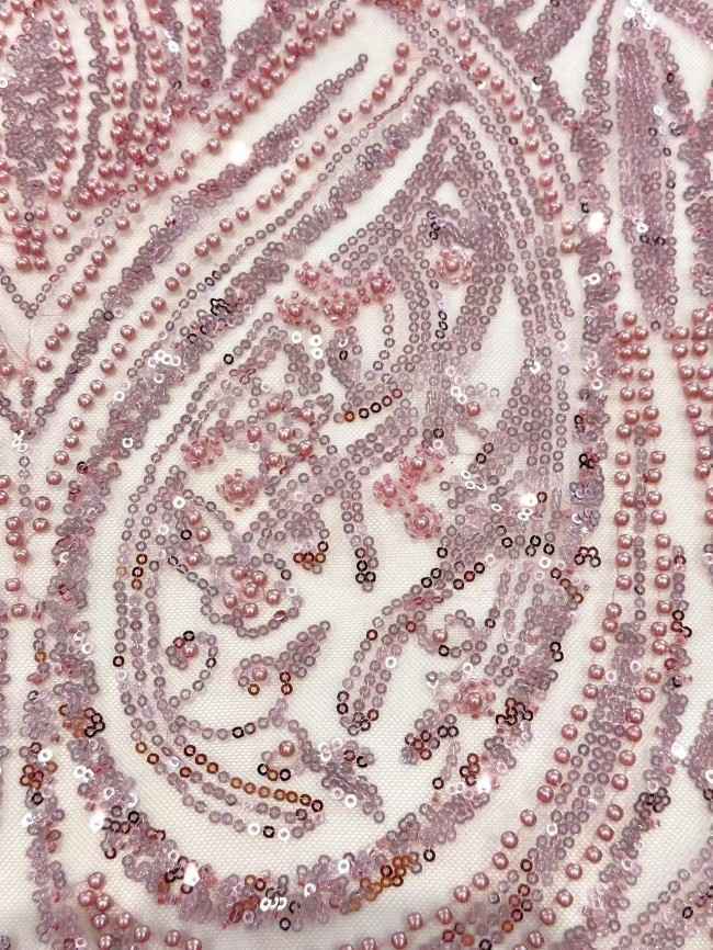 5 Yards Multi-Color Sequined Beaded Embroidered Lace Material Fabric HN033