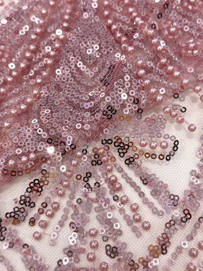5 Yards Multi-Color Sequined Beaded Embroidered Lace Material Fabric HN033