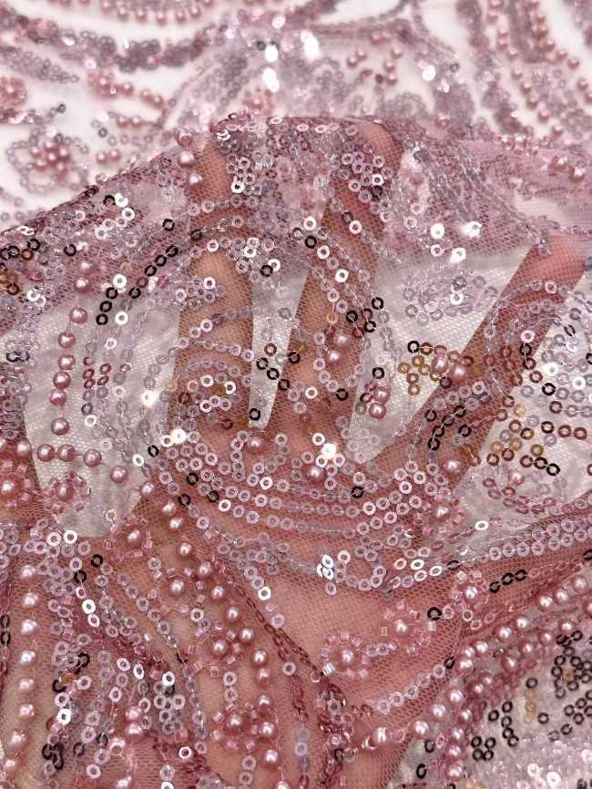 5 Yards Multi-Color Sequined Beaded Embroidered Lace Material Fabric HN033