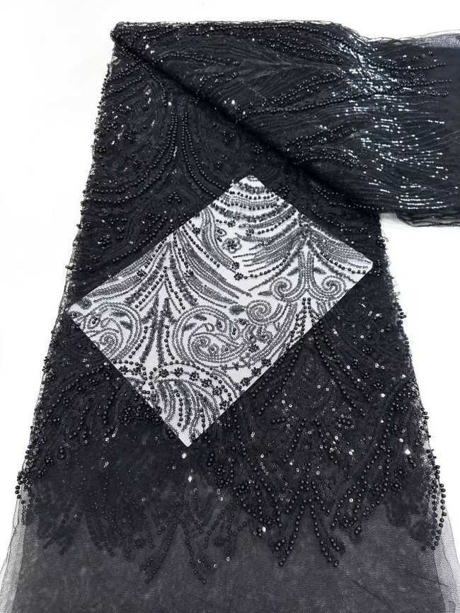 5 Yards Multi-Color Sequined Beaded Embroidered Lace Material Fabric HN033
