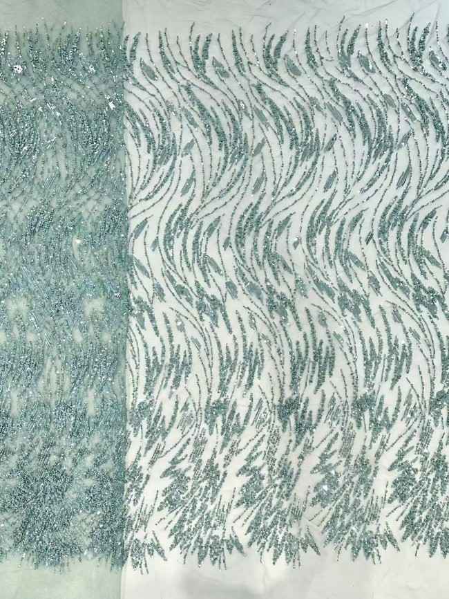 5 Yards Multi-Color Sequined Beaded Embroidered Lace Material Fabric HN034