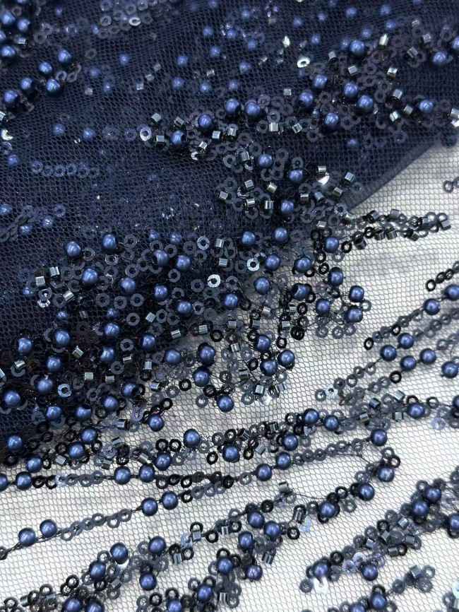 5 Yards Multi-Color Sequined Beaded Embroidered Lace Material Fabric HN034